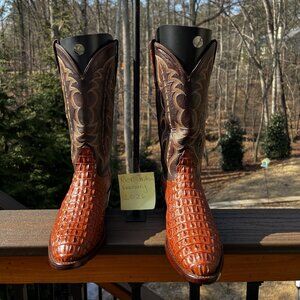 Nocona Burnished Tan Nile Hornback Croc. Cowboy Boots in Men's size 10D/10.5D